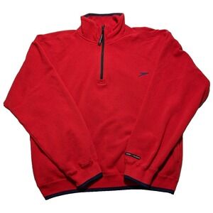 VTG SPEEDO SPORT SYSTEMS Men Large Red Cotton Blend 1/4 Zip Pullover